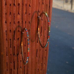 Rainbow Crystal Hoops